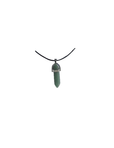 Collier Pointe en Aventurine verte avec cordon noir