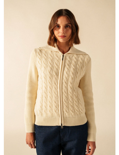 Gilet zippé Tramore en laine et coton