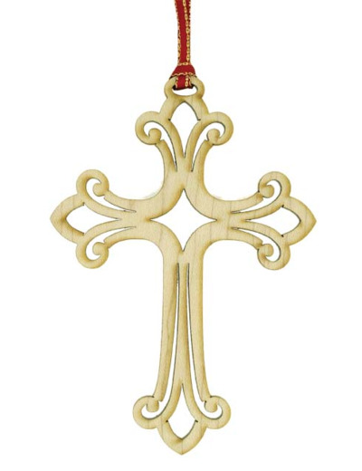 Pendentif en Erable 8,9cm - CROIX AJOURE