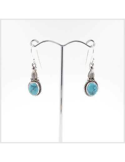 Boucles d'oreilles Turquoise et Argent Massif