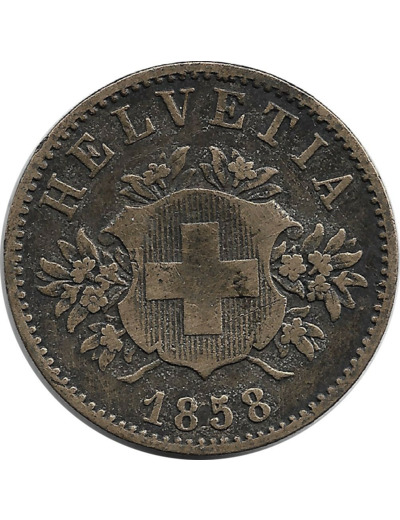 SUISSE 20 RAPPEN 1858 B TTB