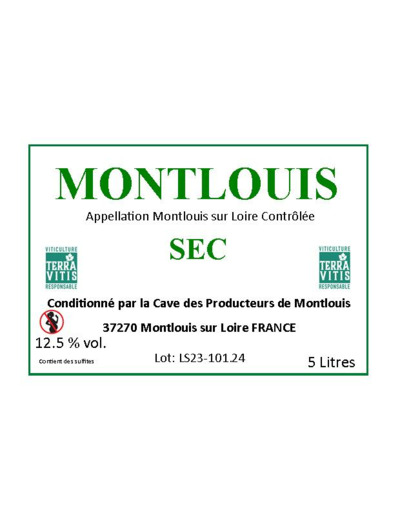 AOP Montlouis-sur-Loire Sec – Bag-In-box 5 Litres