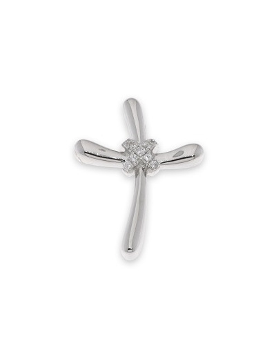 Croix moderne 2,3cm en argent 925 + strass