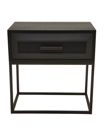 Table de chevet bois noir Lixly 53x35x55cm