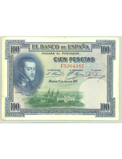 ESPAGNE 100 PESETAS 01-07-1925 SERIE F 183 TB+