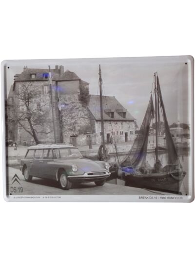 Plaque métal bombée - Citroën DS 19 Break 1960 - 30 x 40 cm - Citroen