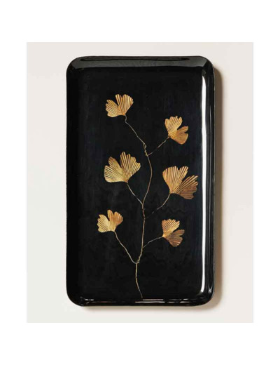 Vide poche Ginkgo noir et or 15x25cm