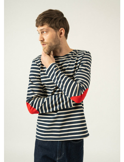 Marinière iconique à coudières unies