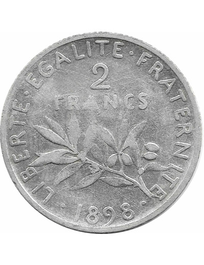 FRANCE 2 FRANCS SEMEUSE 1898 TB+