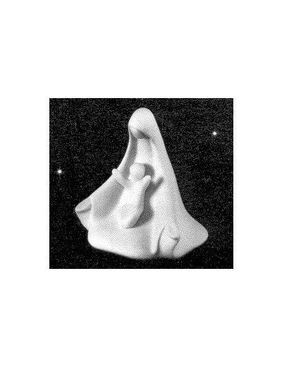 Vierge à l'enfant, agenouillée, mains ouvertes 8cm porcelaine