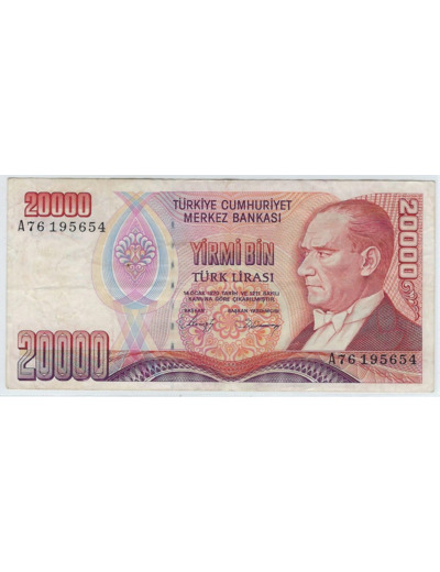 TURQUIE 20000 LIRA 1970 (1988) SERIE A76 TTB+