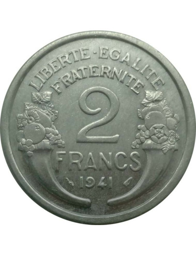 FRANCE 2 FRANCS MORLON ALU 1941 SUP/NC