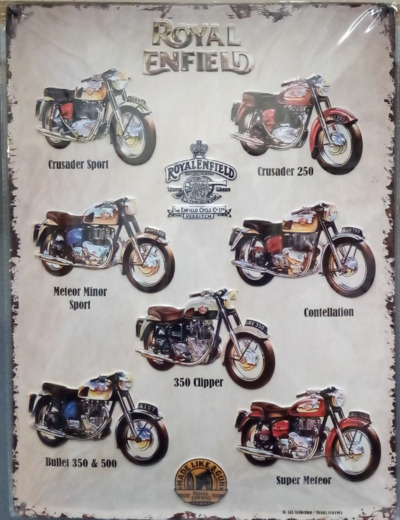 Plaque métal - Motos Royal Enfield - 30x40cm.