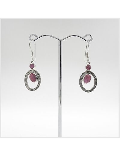 Boucles d'oreilles Rubis et Argent Massif