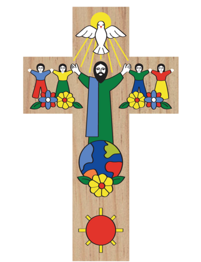 Croix en Teck 150x92x10mm - Paix et Communion