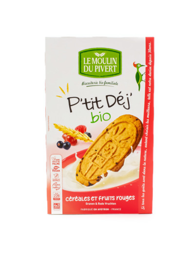 Biscuits P'tit Déj Céréales Fruits Rouges Bio 190g