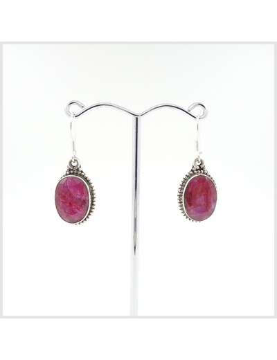 Boucles Rubis Brut en argent massif