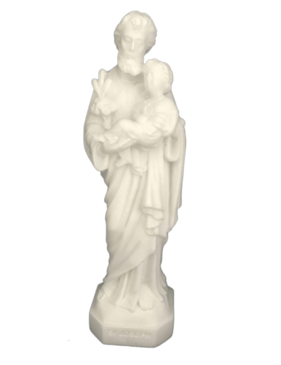 St Joseph- Statue en albâtre 14cm -Blanc