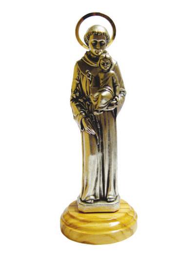 Statue 10cm en Métal Argenté avec Socle en Olivier - ANTOINE