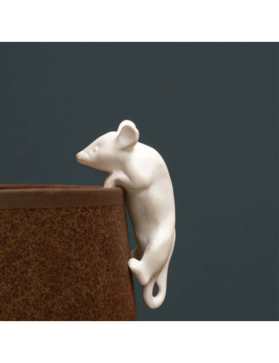 Souris Décorative à Suspendre en Porcelaine Blanche 10x4x6cm
