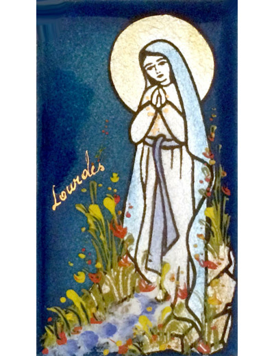 Vierge de l'apparition 9,5X5,5cm - EMAUX DU LIBAN