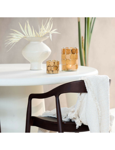 Photophore lumineux cylindrique brun 10x11cm