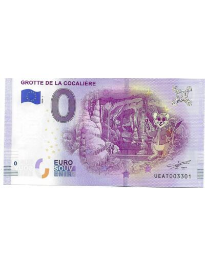 30 COURRY 2019-2 GROTTE DE LA COCALIERE BILLET SOUVENIR 0 EURO NEUF