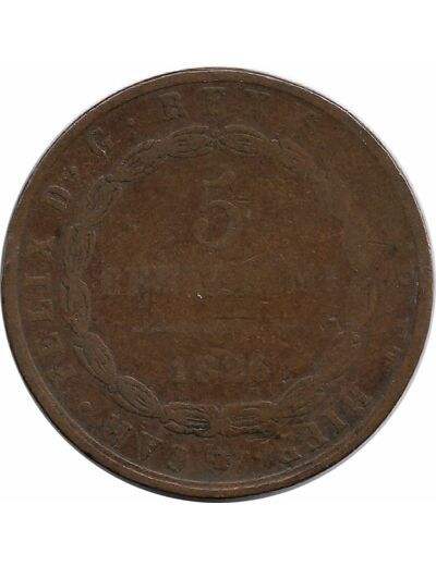 ITALIE 5 CENTESIMI SARDAIGNE 1826 MV P TB-