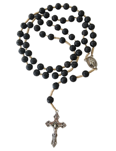 Chapelet sur Corde 8mm en pierre véritable- Lave