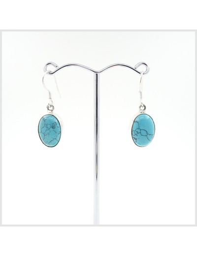 Boucles Turquoise en argent massif