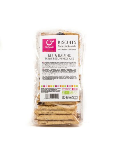 Biscuits Nature et Bienfaits Blé aux Raisins Bio 250g