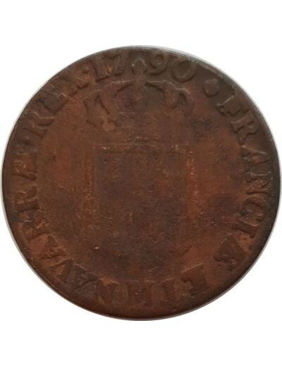 LOUIS XVI (1774-1792) 1 SOL 1790 M (Toulouse) B+