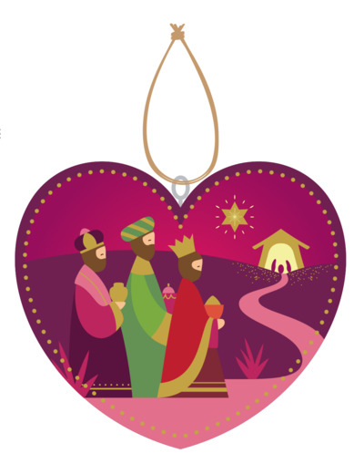 Coeur Fuschia - Les Rois Mages 10cm