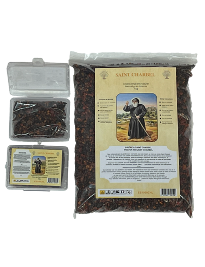 Encens en Grains Saint Charbel - Boite transparente de 50gr