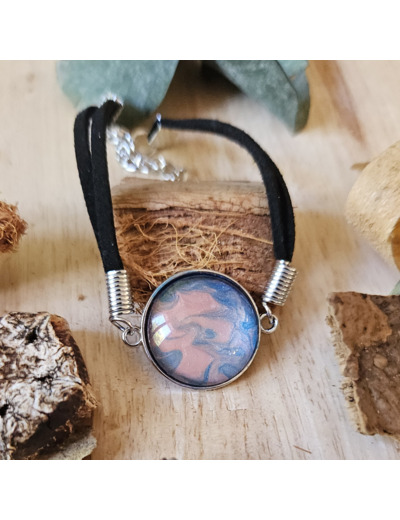 Bracelet en cordon avec pendentif et base ronde (20 mm) en acier inoxydable