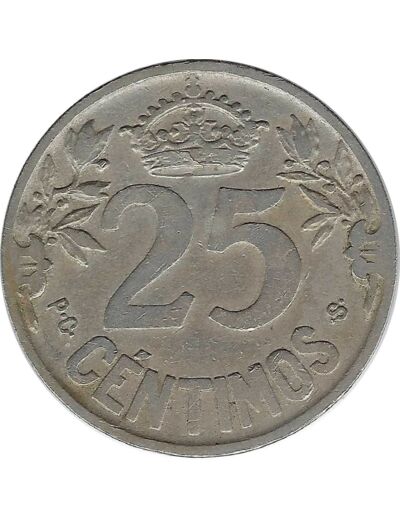 ESPAGNE 25 CENTIMOS 1925 TTB