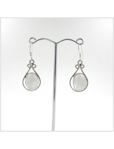 Boucles Pierres de Lune en argent massif