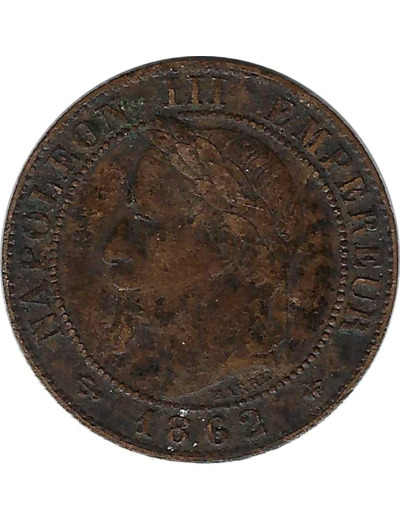 FRANCE 1 CENTIME NAPOLEON III 1862 A (Paris) TTB (G87)