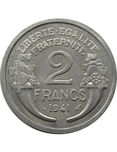 FRANCE 2 FRANCS MORLON ALUMINIUM 1941 SUP (G538)