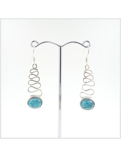 Boucles d'oreilles Turquoise et Argent Massif