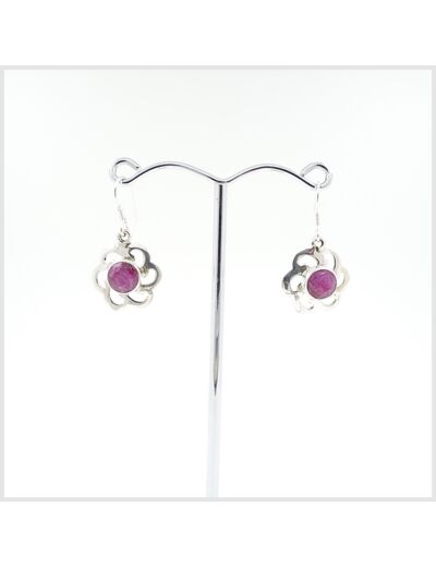 Boucles Rubis Brut en argent massif