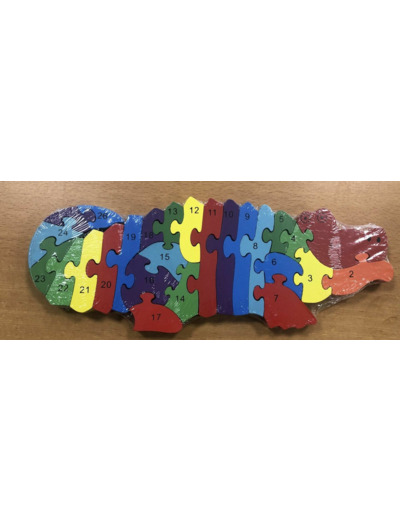 PUZZLE CROCODILE EN BOIS ALPHABET ET NUMERO NEUF