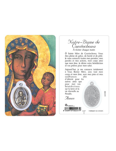 Carte-prière avec insertion NOTRE DAME DE CZESTOCHOWA