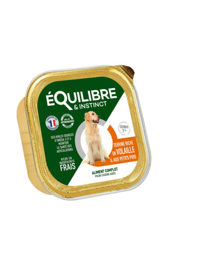 Équilibre & Instinct Chien Senior, Pâtée riche en volaille & aux petits pois - 300g