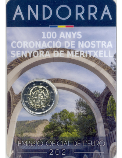 ANDORRE 2021 2 EURO 100 ANS DE NOSTRA SENYORA DE MERITXELL COINCARD BU