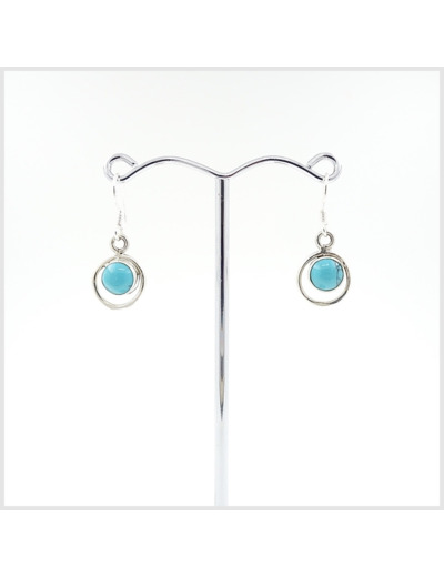 Boucles Turquoise en argent massif