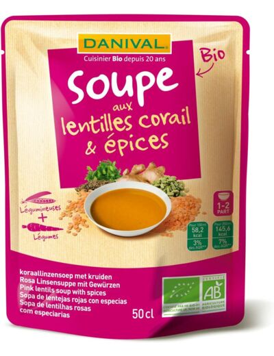 Soupe lentilles corail epices 50cl DANIVAL