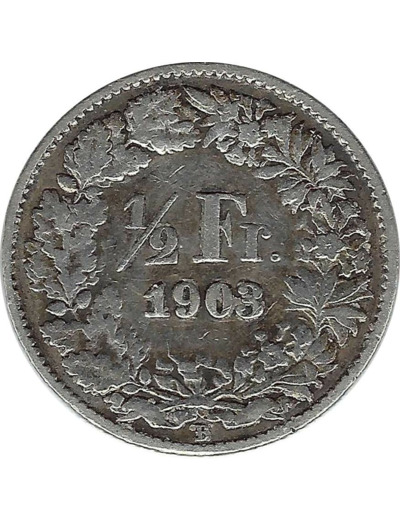 SUISSE 1/2 FRANC 1903 B TB+