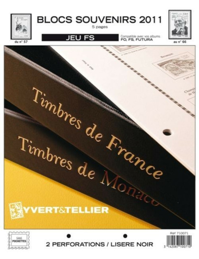 FEUILLE COMPLEMENTAIRE FRANCE FS BLOC SOUVENIR 2011 (SANS POCHETTE) YVERT