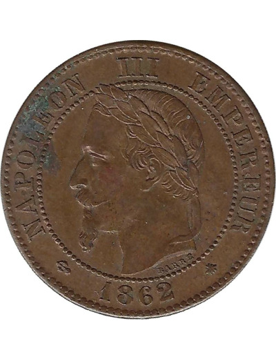 FRANCE 2 CENTIMES NAPOLEON III 1862 A (Paris) SUP taches